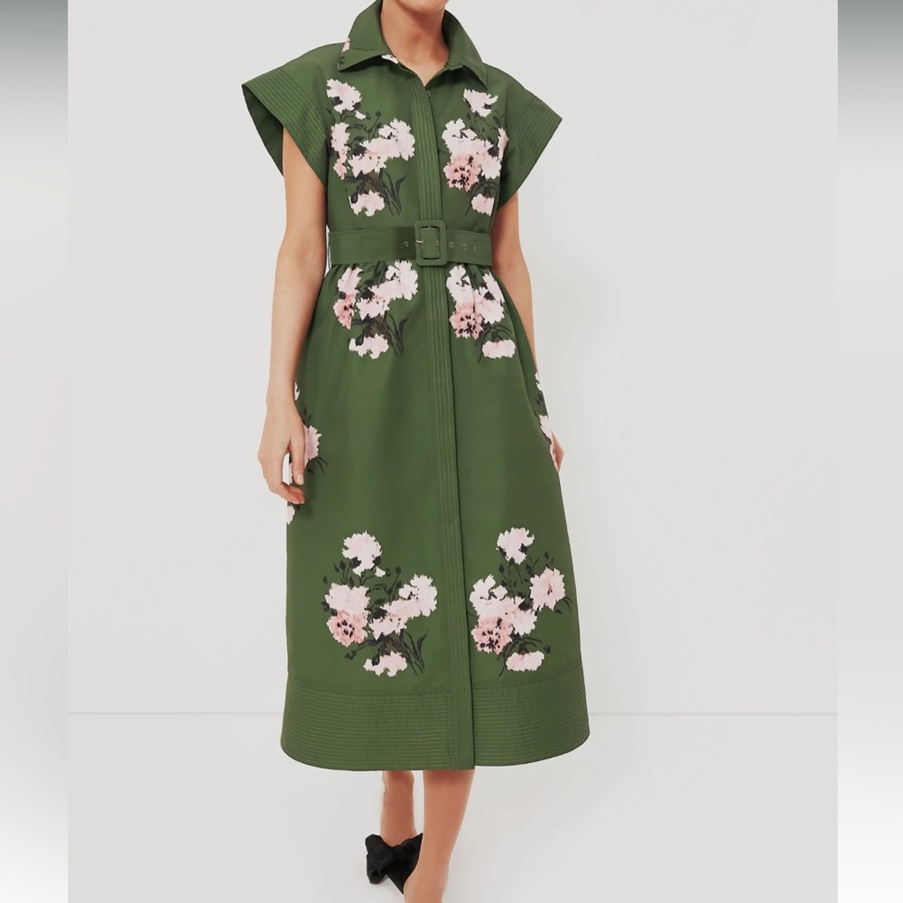Olive and Pressed Powder Floral Chloe Dress